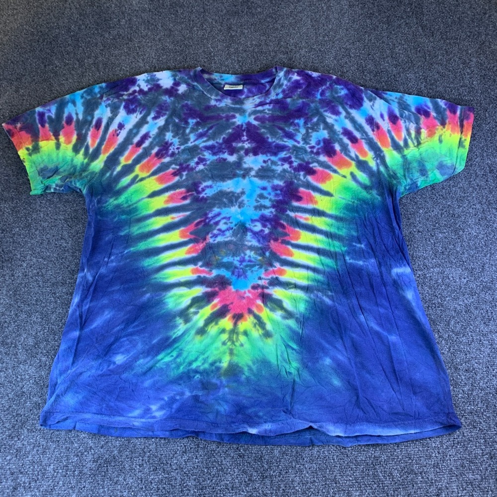 Comfort Colors T-Shirt Mens 2XL Blue Multi Tie Dye Heavyweight Ring Spun Cotton